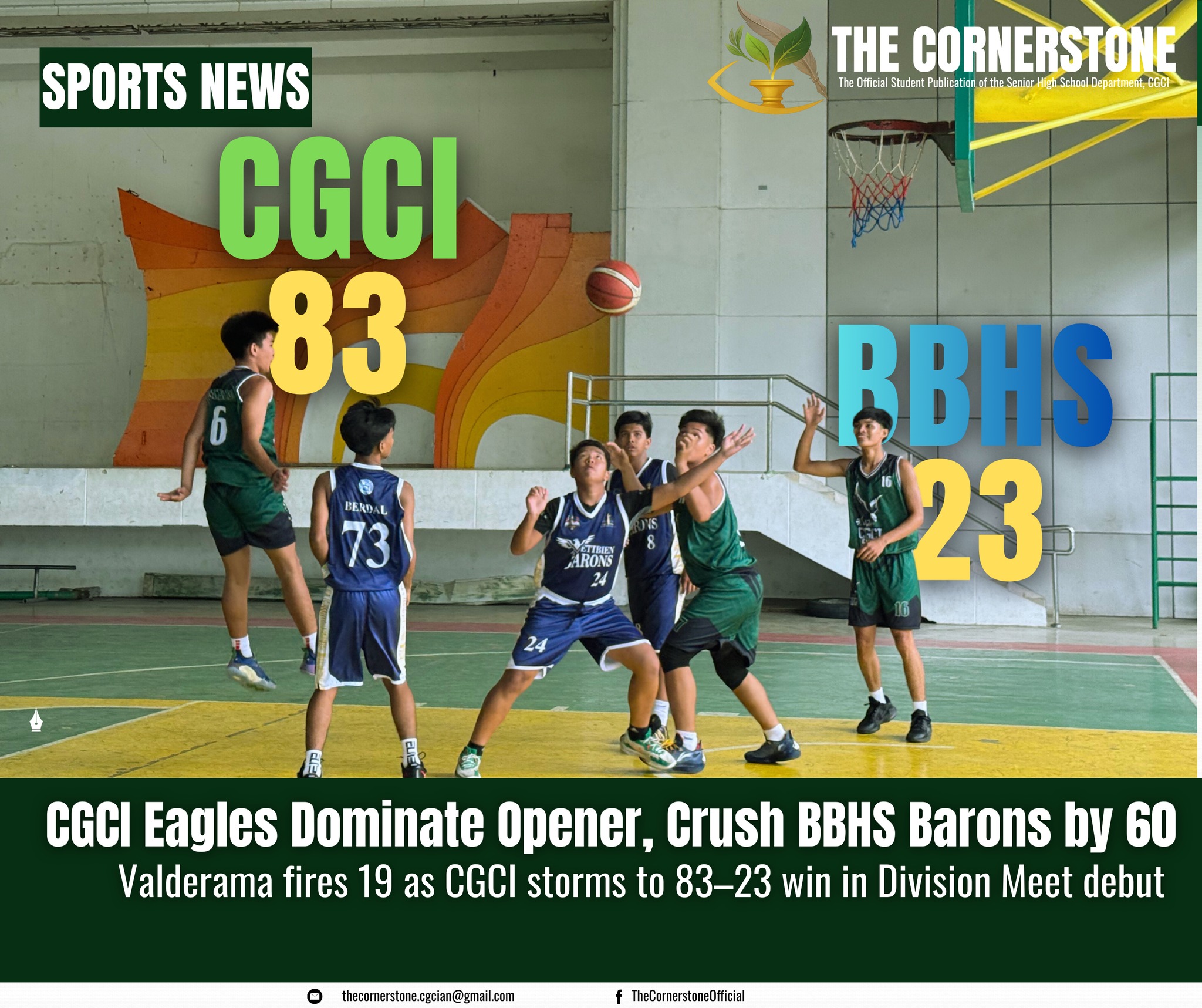 𝗦𝗣𝗢𝗥𝗧𝗦 𝗨𝗣𝗗𝗔𝗧𝗘 | CGCI Eagles Dominate Opener, Crush BBHS Barons by 60 at the Division Athletic Meet 2025